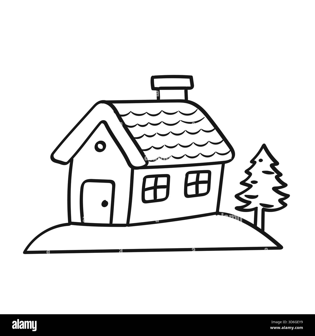 Cottagecore doodle Home line art pagina di colorazione grafica grafica grafica vettore di illustrazione disegnato a mano Illustrazione Vettoriale