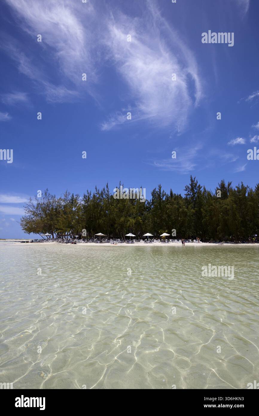 Acqua pulita di Ile aux Cerfs, Mauritius Foto Stock