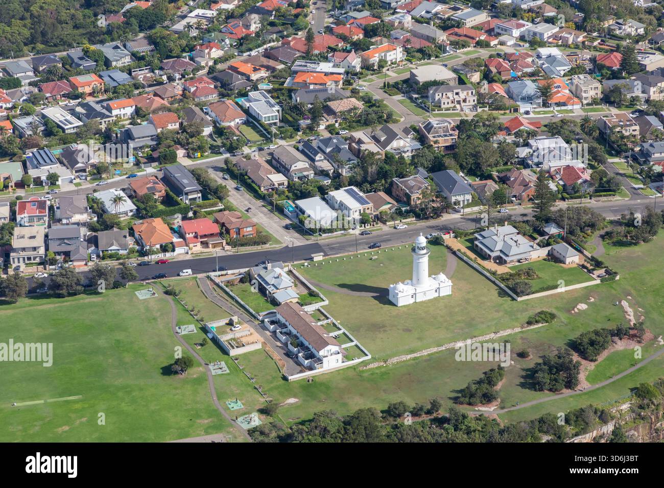 Veduta aerea di Vaucluse e del faro di Macquarie - Sydney NSW Australia Foto Stock