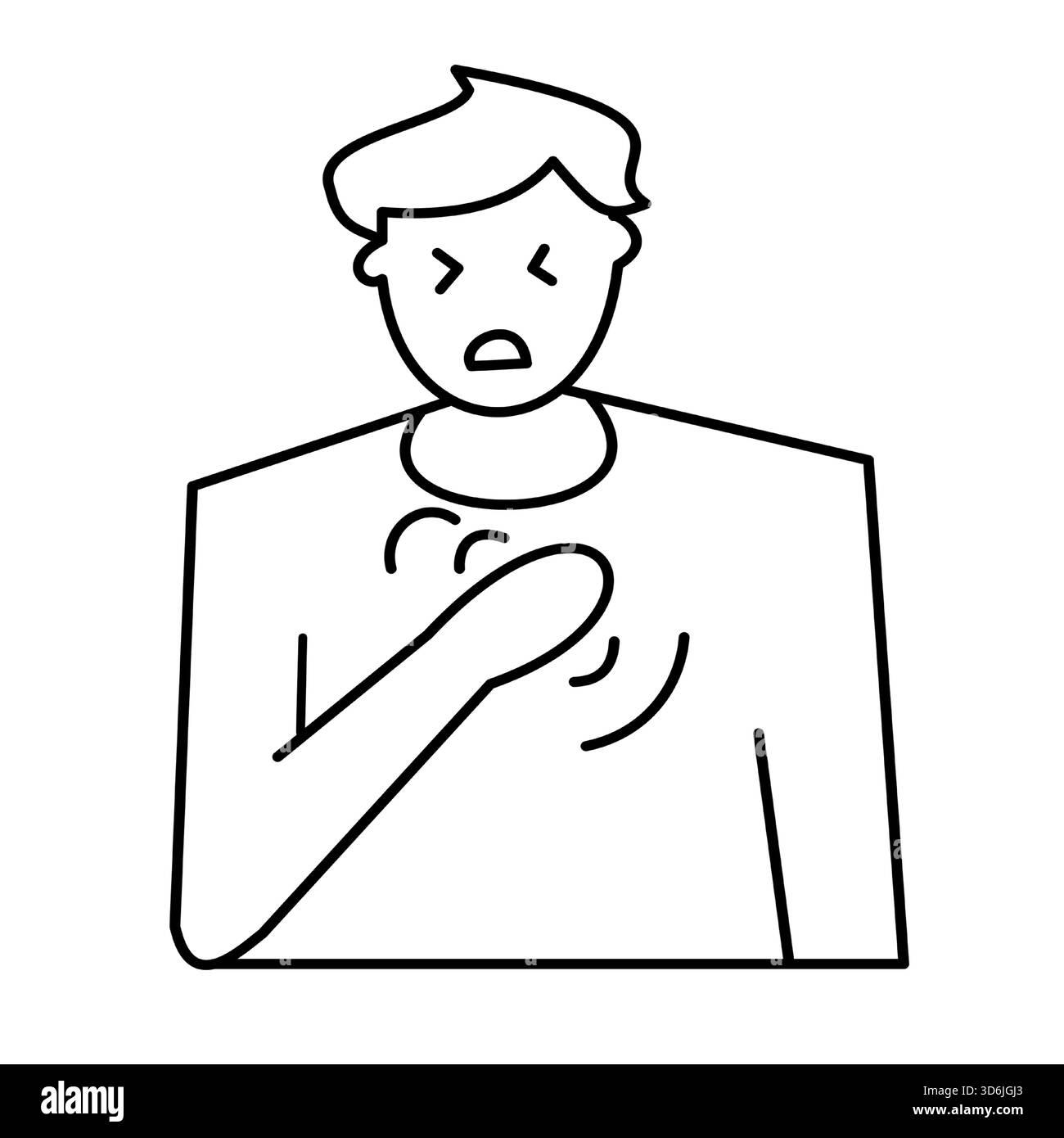 uomo che soffre di grave dolore toracico problemi cardiaci icona linea medica utile per il settore sanitario ui app Illustrazione Vettoriale