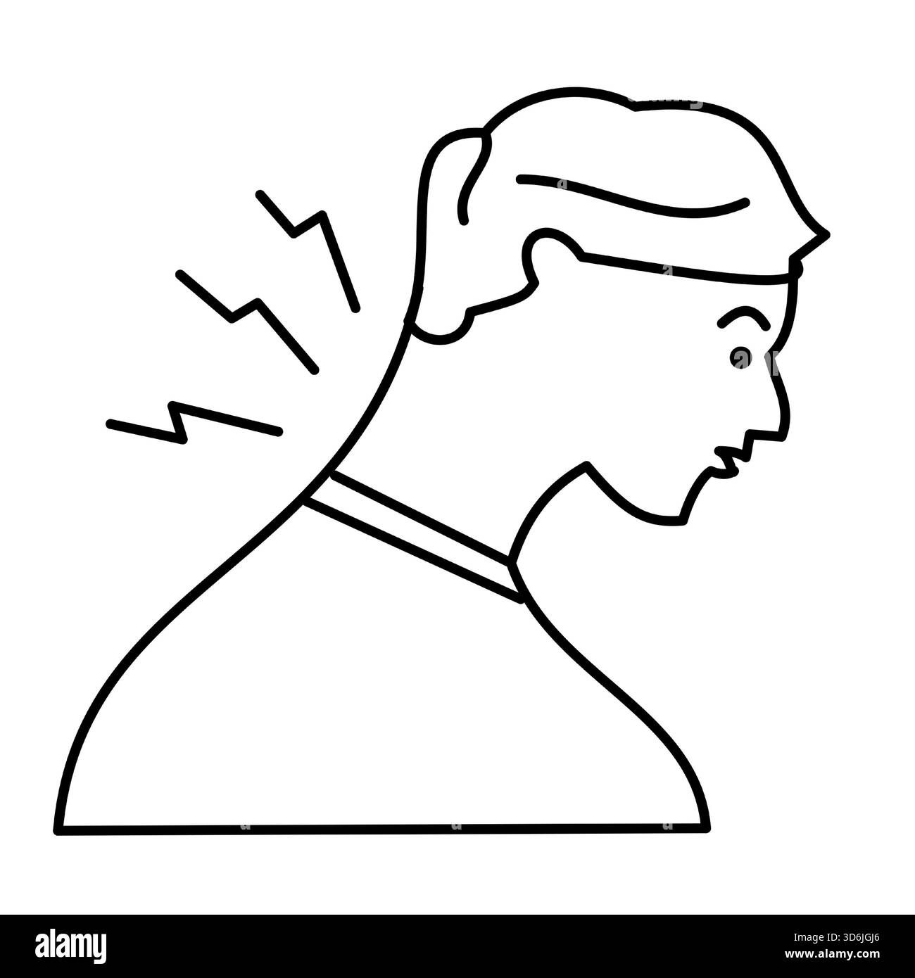 uomo che soffre di dolore al collo dolore cervicale icona della linea medica Illustrazione Vettoriale