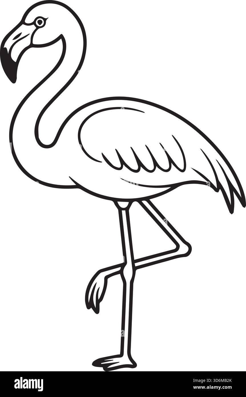 Un bellissimo disegno di una pagina colorata di flamango Illustrazione Vettoriale