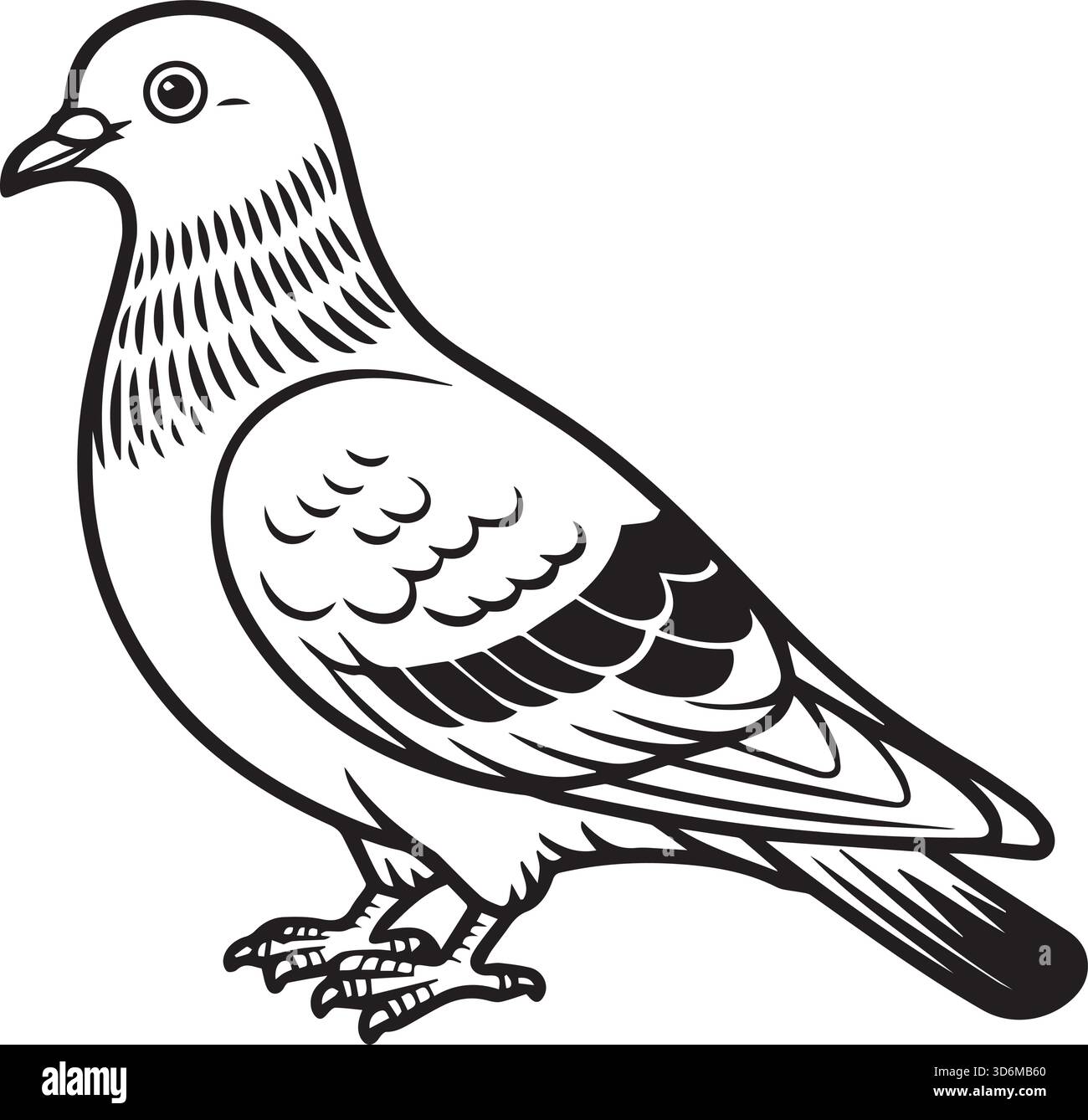 Una line art di un disegno di pagina colorante di piccione Illustrazione Vettoriale