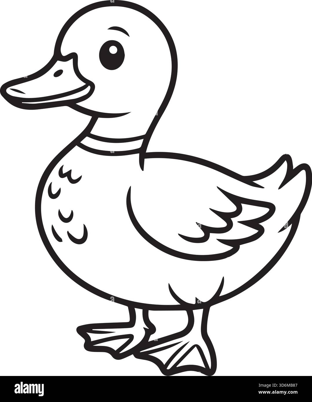 Una bella linea d'anatra che disegna una pagina da colorare Illustrazione Vettoriale