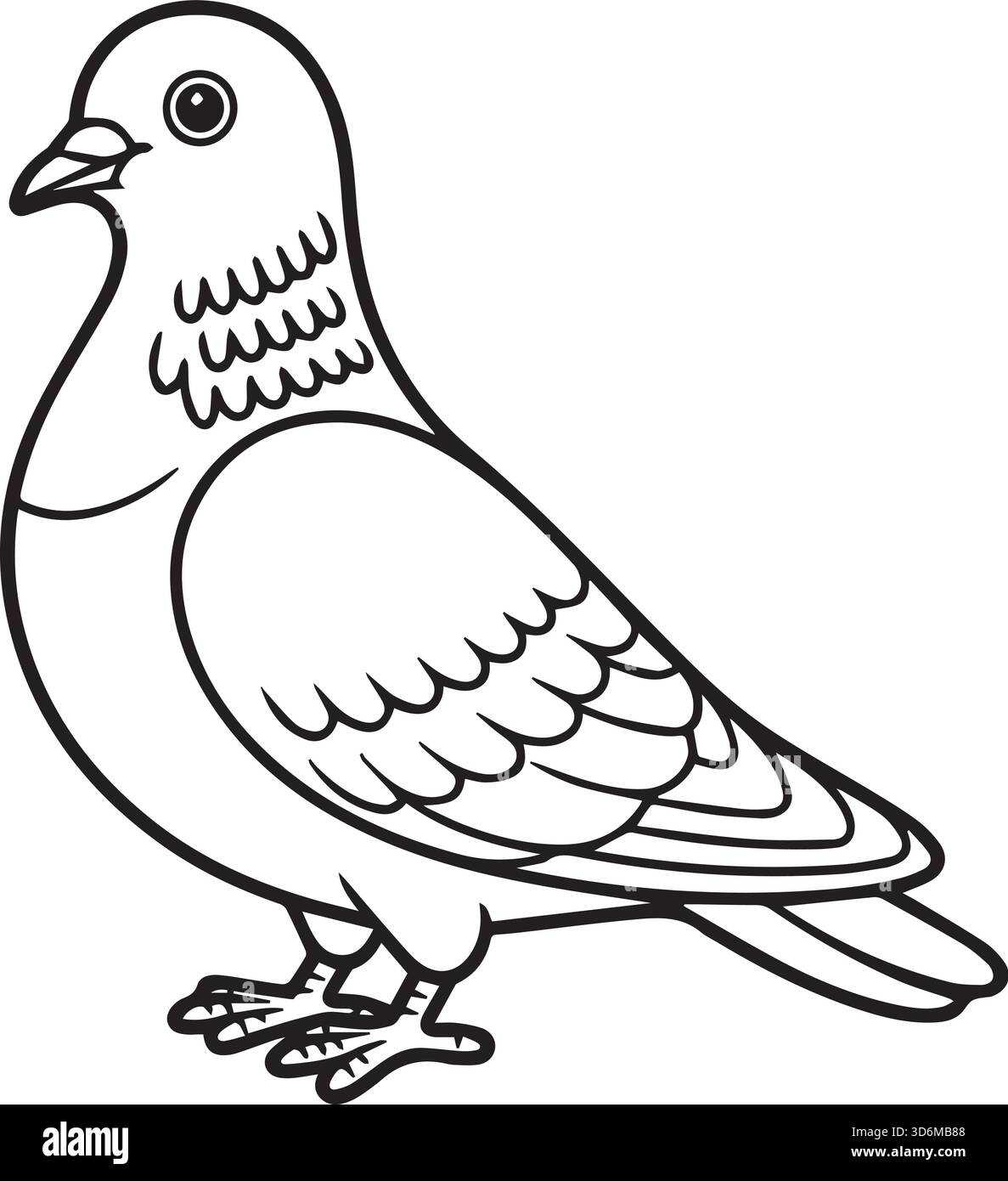 Pagina di colorazione vettoriale dell'illustrazione del piccione Illustrazione Vettoriale