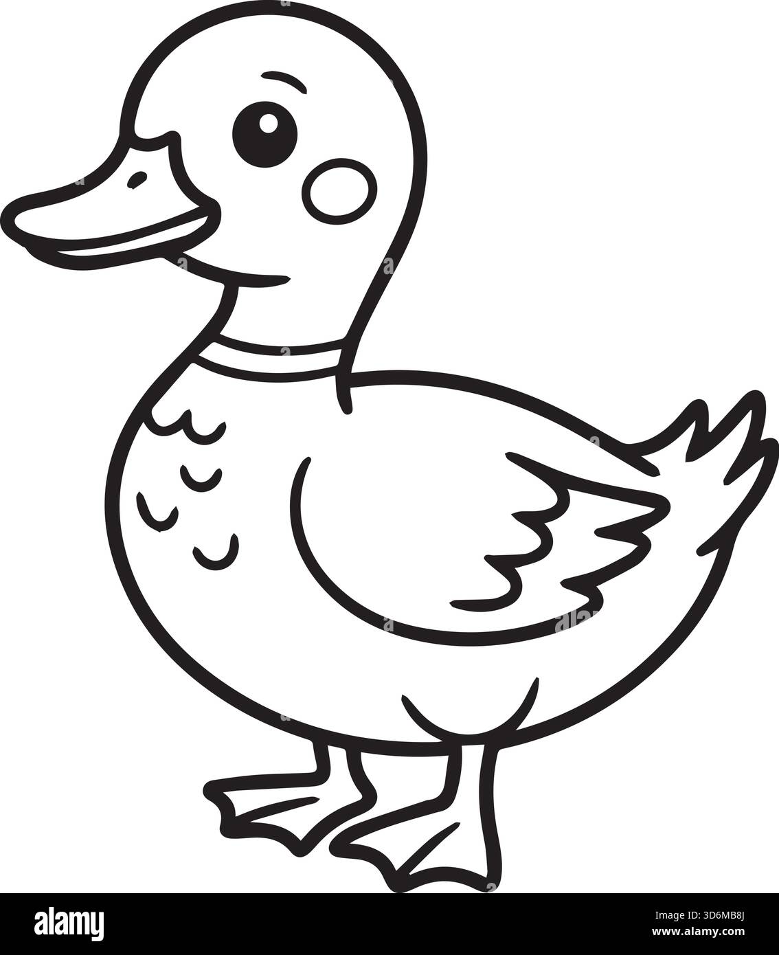 Pagina di colorazione del disegno della linea vettoriale dell'illustrazione anatra Illustrazione Vettoriale