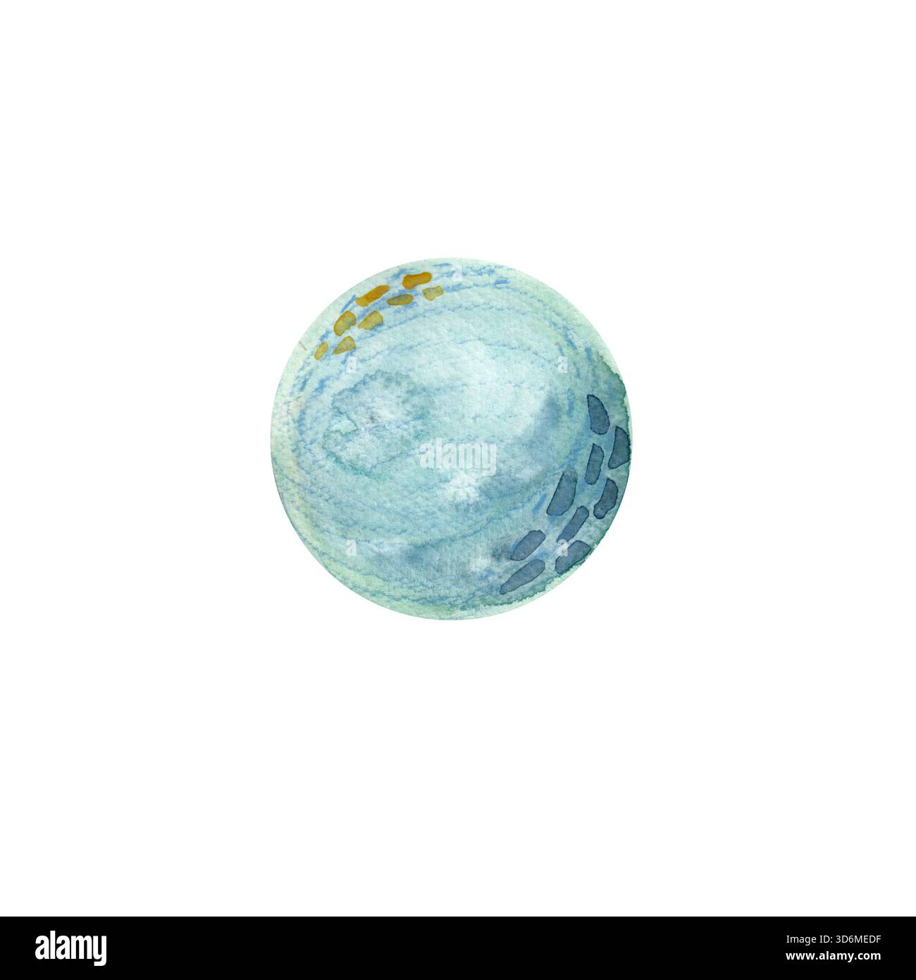Un'illustrazione stilizzata per bambini del pianeta Blu in acquerello e matita. Illustrazione isolata per il design tessile per bambini e la p Foto Stock