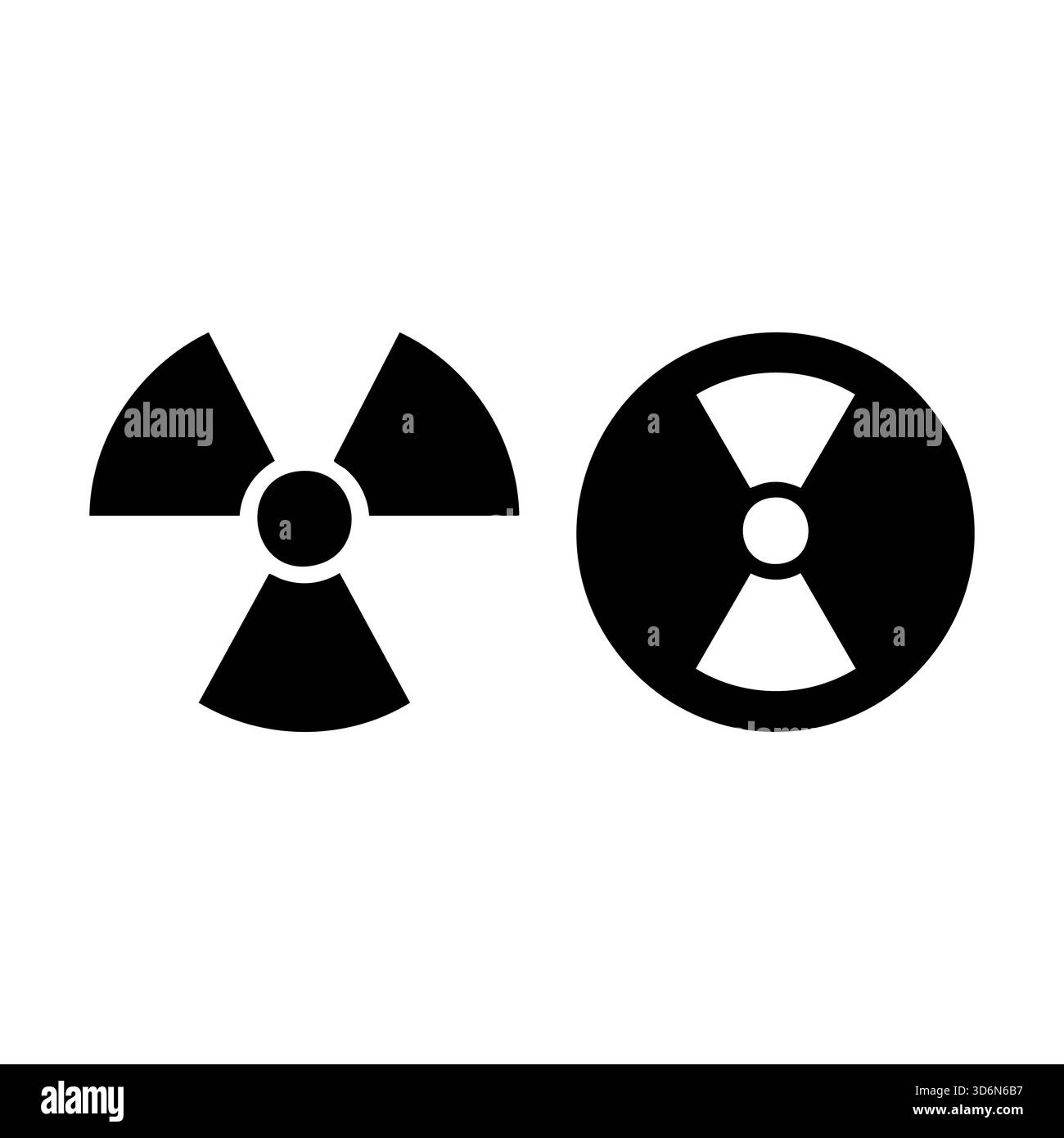 Set di simboli radioattivi per segnali di pericolo nucleare e forme nere Illustrazione Vettoriale