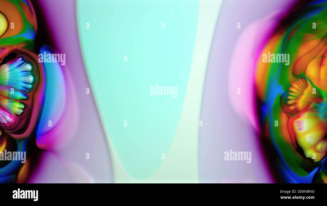 Immagini luminose e fluide che mostrano motivi simmetrici vivaci e colorati Foto Stock