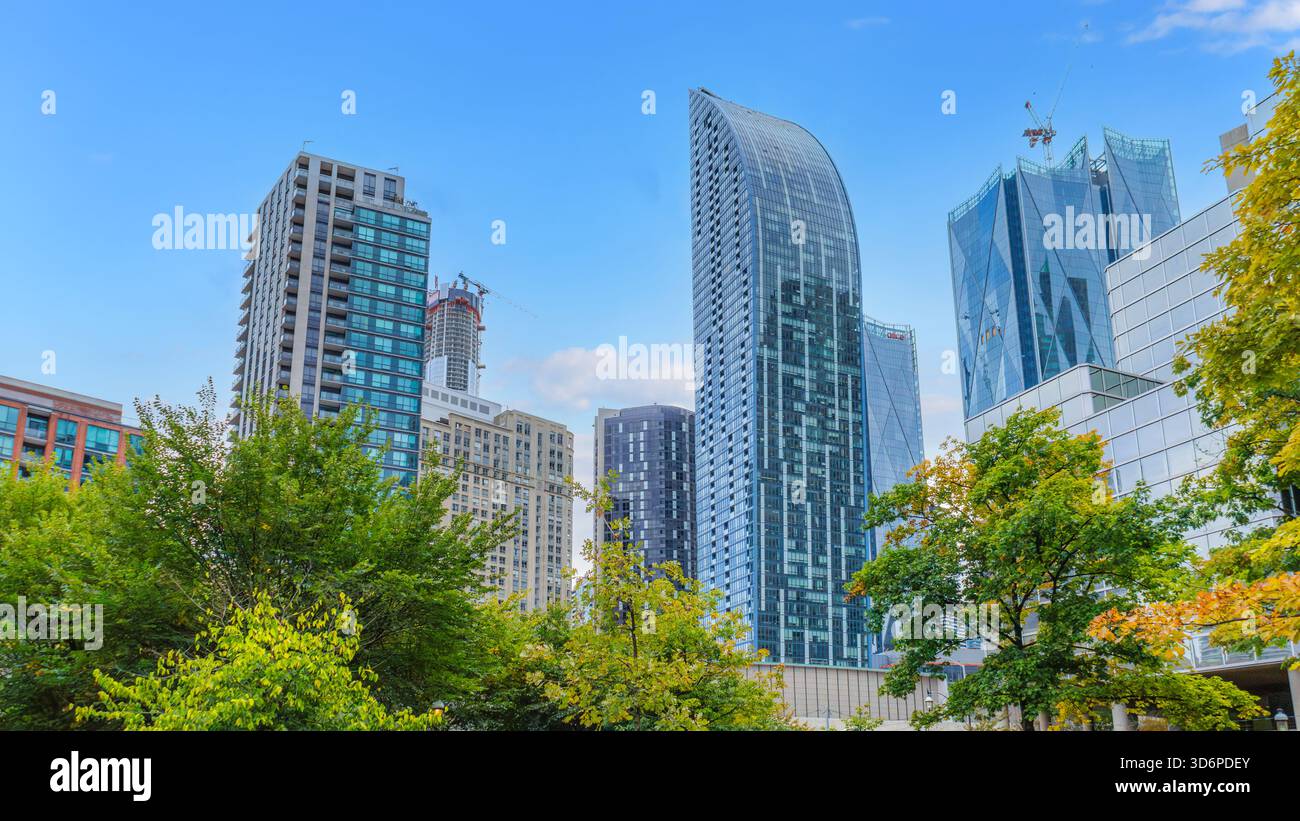 Paesaggio urbano e skyline, punto di vista da Berczy Park, Toronto, Canada Foto Stock