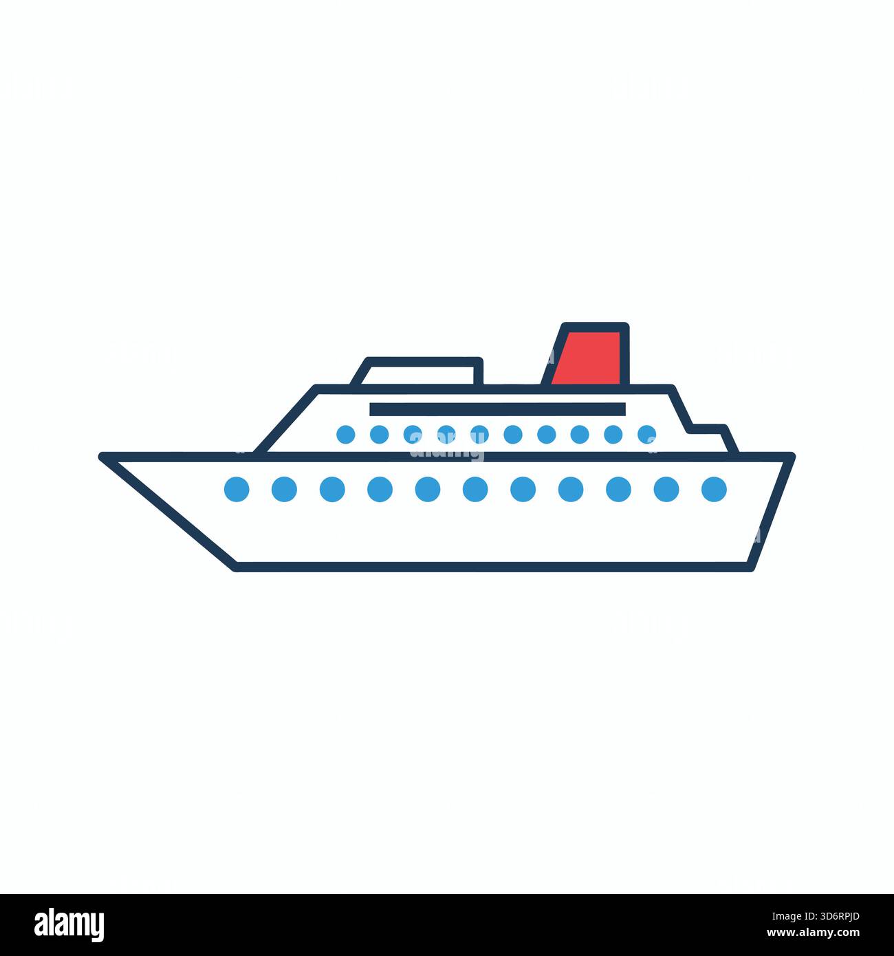 Icona bianca del viaggio delle navi da crociera illustrazione vettoriale per vacanze turismo viaggi oceanici trasporti marittimi e concetti di svago per le vacanze Illustrazione Vettoriale