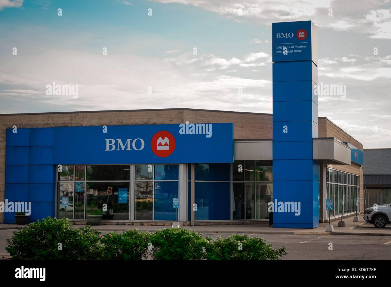 Facciata esterna di una filiale della BMO Bank in Ontario, Canada Foto Stock