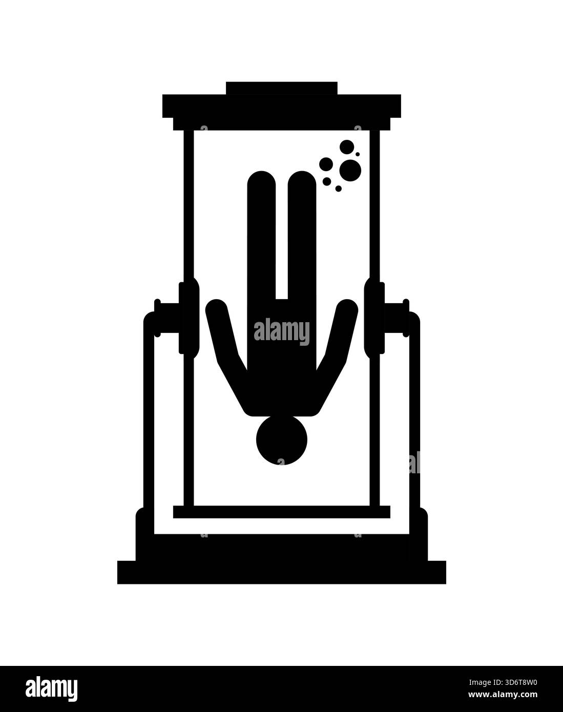 icona di una camera criogenica verticale o di una capsula criogenica. Simbolo per l'estensione della vita, la scienza, lo stoccaggio o il futuro concetto di tecnologia sanitaria. Illustrazione Vettoriale