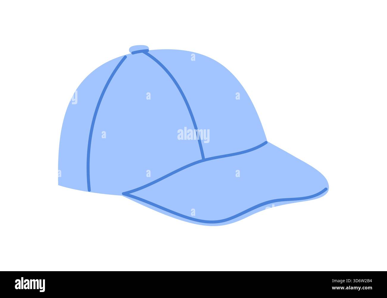 Semplice cappellino da baseball blu isolato su sfondo bianco per abiti da uomo e illustrazione vettoriale di moda Illustrazione Vettoriale