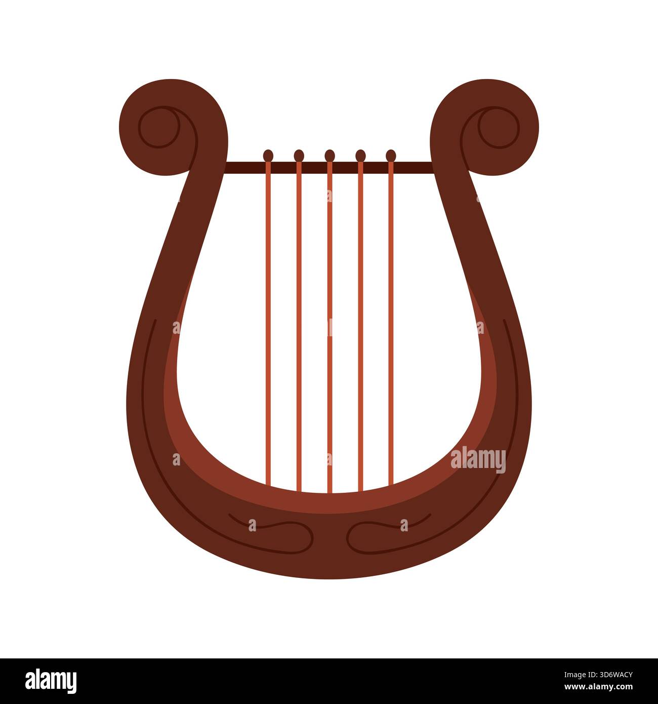 Classico strumento di lira greca isolato su sfondo bianco per l'illustrazione vettoriale dell'educazione alla storia e alla musica Illustrazione Vettoriale