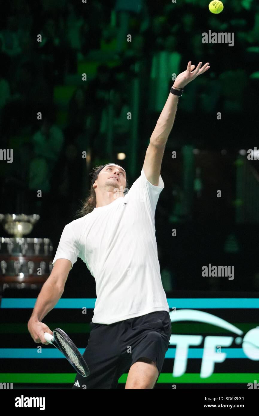 Bologna, Bretagne, Italia. 22 novembre 2025. Alexander Zverev di Germania durante la Coppa Davis 2025, Final 8, evento Tennis il 22 novembre 2025 a Bologna, Italia - foto Laurent Lairys (Credit Image: © Laurent Lairys/ZUMA Press Wire) SOLO USO EDITORIALE! Non per USO commerciale! Foto Stock