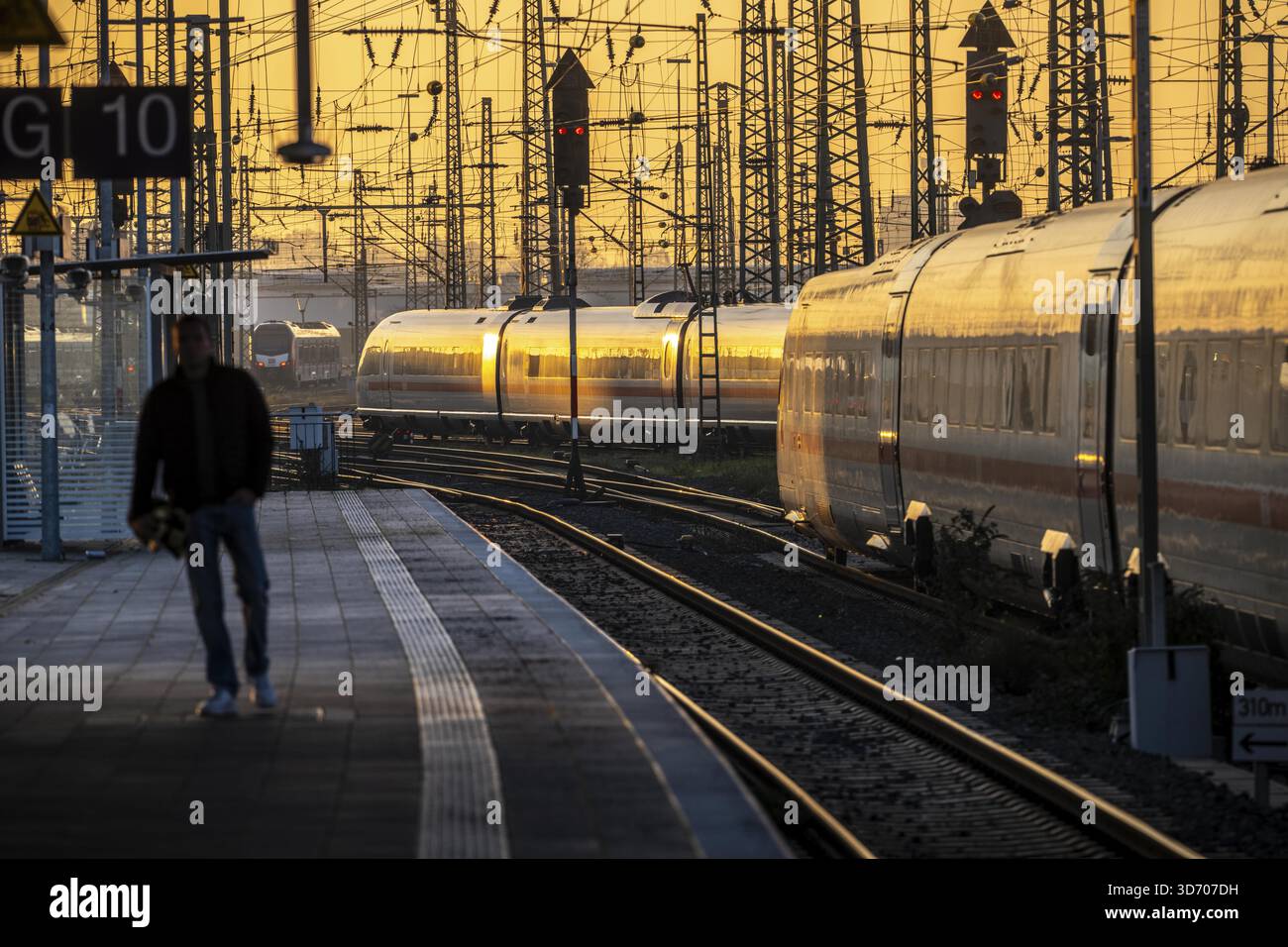 Stazione centrale di Dortmund, treno ICE sul binario, Renania settentrionale-Vestfalia, Germania Foto Stock