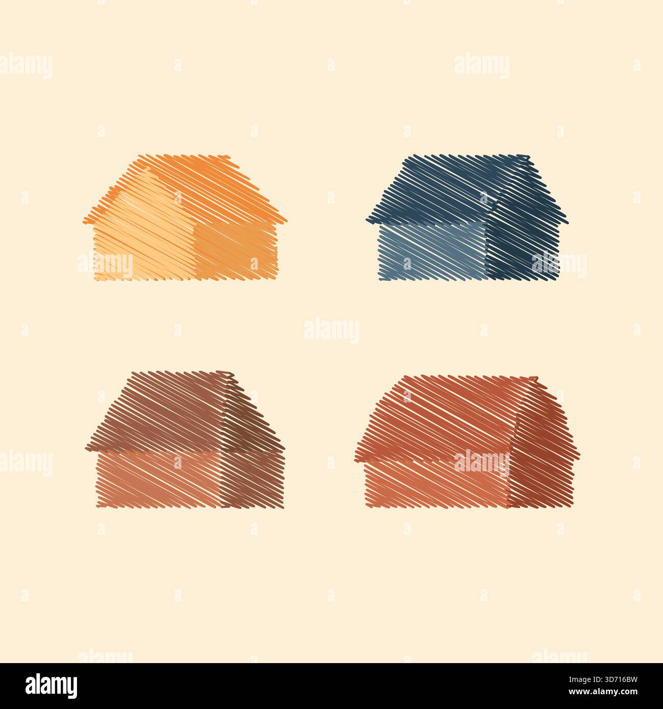 Una tavolozza con piccole silhouette in quattro tonalità di terra disposte su due file Illustrazione Vettoriale