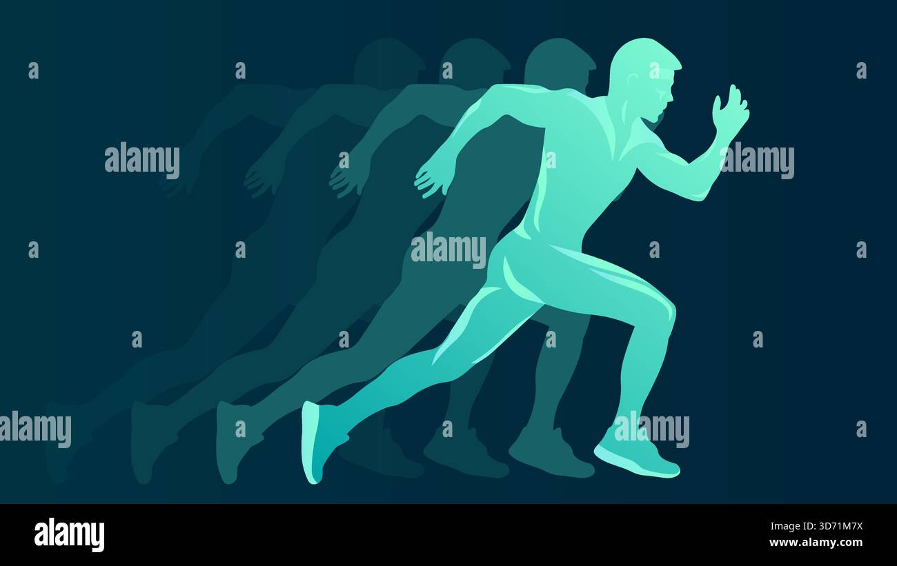 Silhouette Runner dinamica con effetto Motion Blur Illustrazione Vettoriale