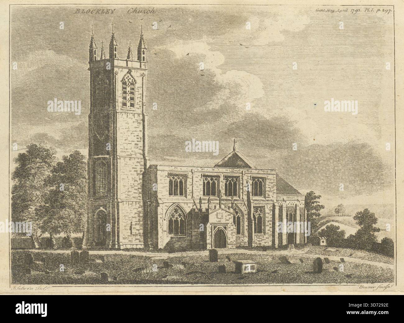 Chiesa di San Pietro e San Paolo, Blockley, Gloucestershire. Uomini Mag 1793 Foto Stock