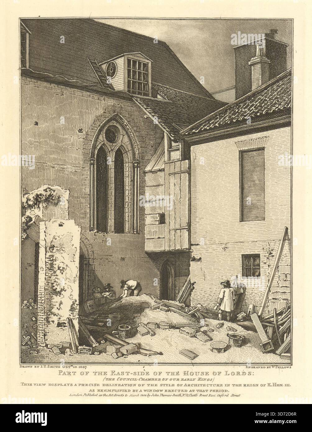 La vecchia camera dei Lord. La nostra prima sala del Consiglio dei Re. JT Smith Aquatint 1808 Foto Stock