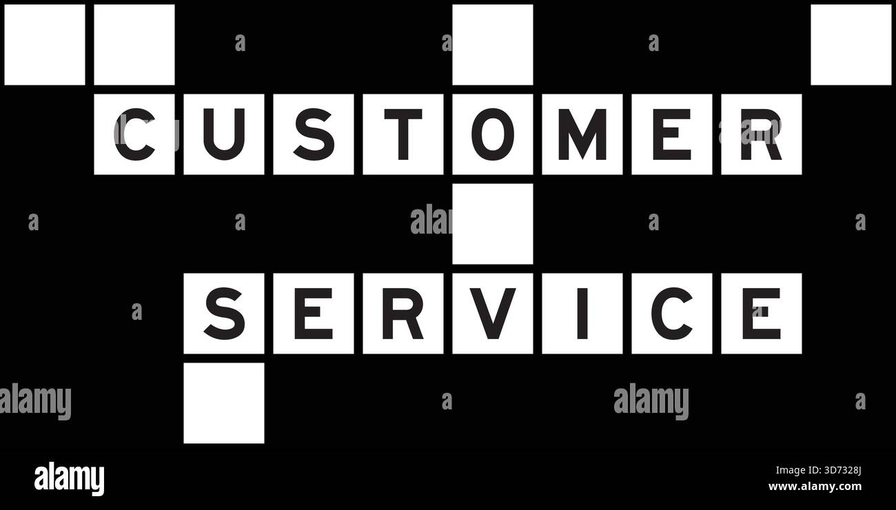 Lettera alfabetica nel servizio clienti in Word sullo sfondo del puzzle con parole incrociate Illustrazione Vettoriale