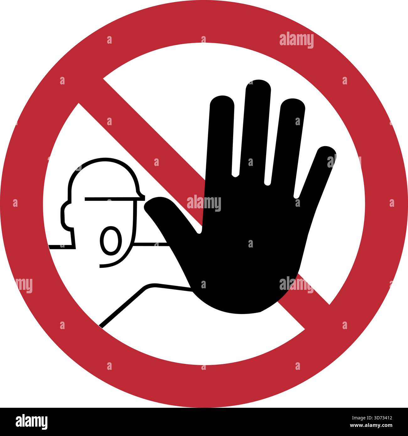 Cartello di avvertenza/divieto di sicurezza – non inserire indica chiaramente che il personale non autorizzato non ha accesso. Utilizzato per limitare l'ingresso a sostanze pericolose Illustrazione Vettoriale