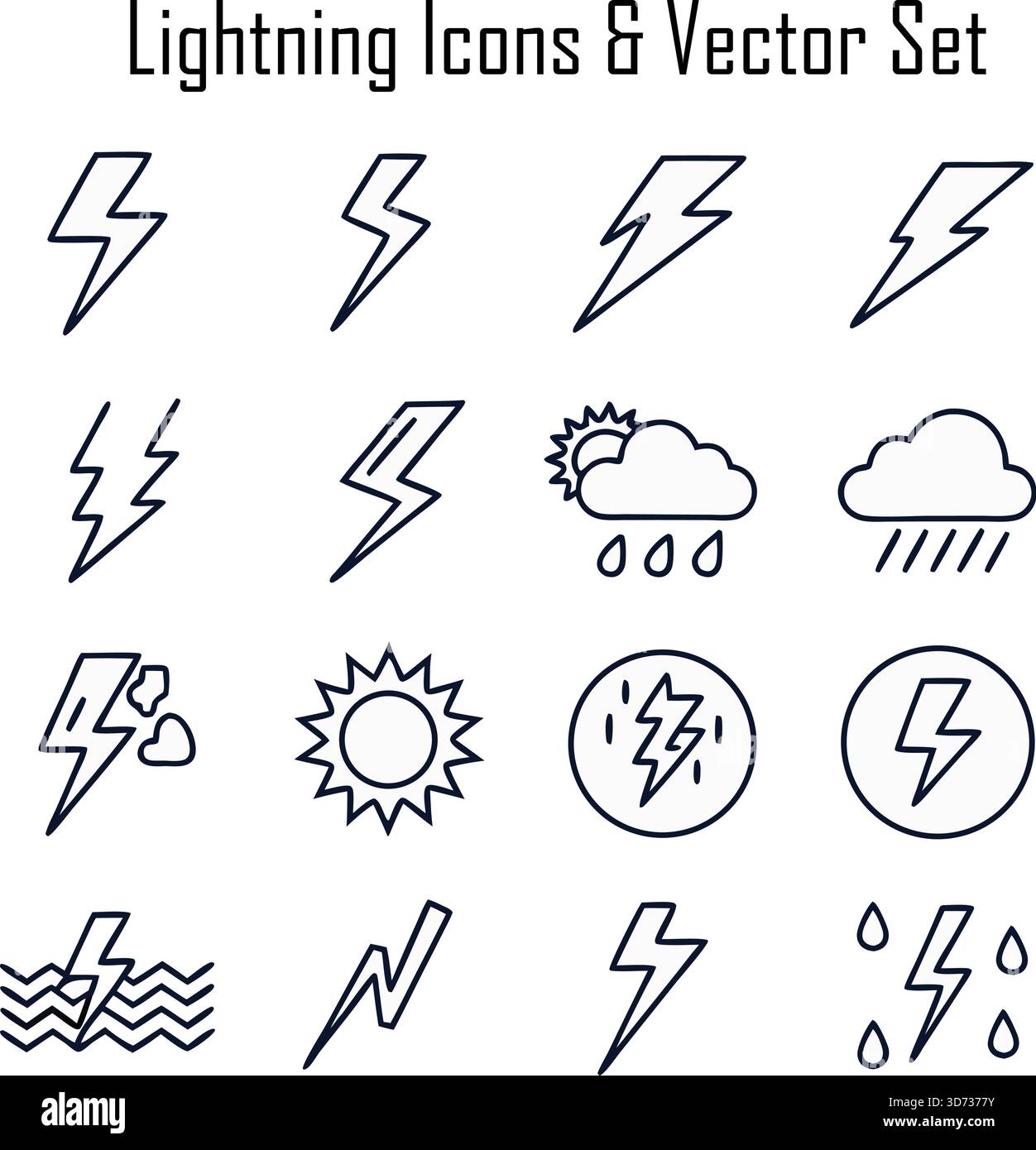 Icone di illuminazione e set vettoriale: Elettricità, lampade, lampadine, simboli di energia, illustrazioni delle apparecchiature elettriche Illustrazione Vettoriale