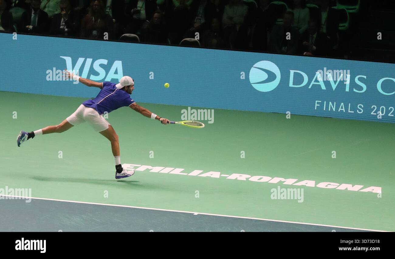 Tennis, FINALE DI COPPA DAVIS 2025, Italia vs Spagna, Matteo Berrettini (ITA), Bologna, Italia, 23 novembre 2025. Foto felice Calabro' Foto Stock
