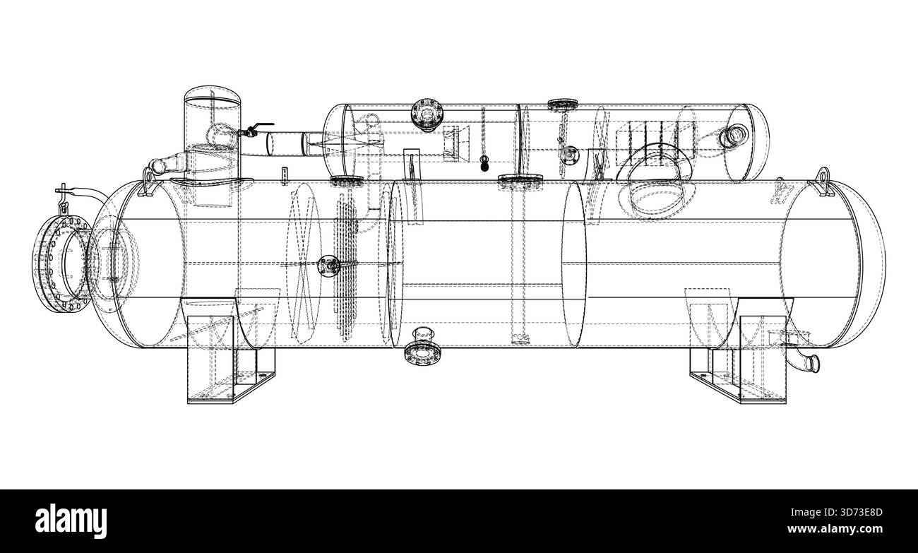 Progetto serbatoio industriale. Vettore Illustrazione Vettoriale