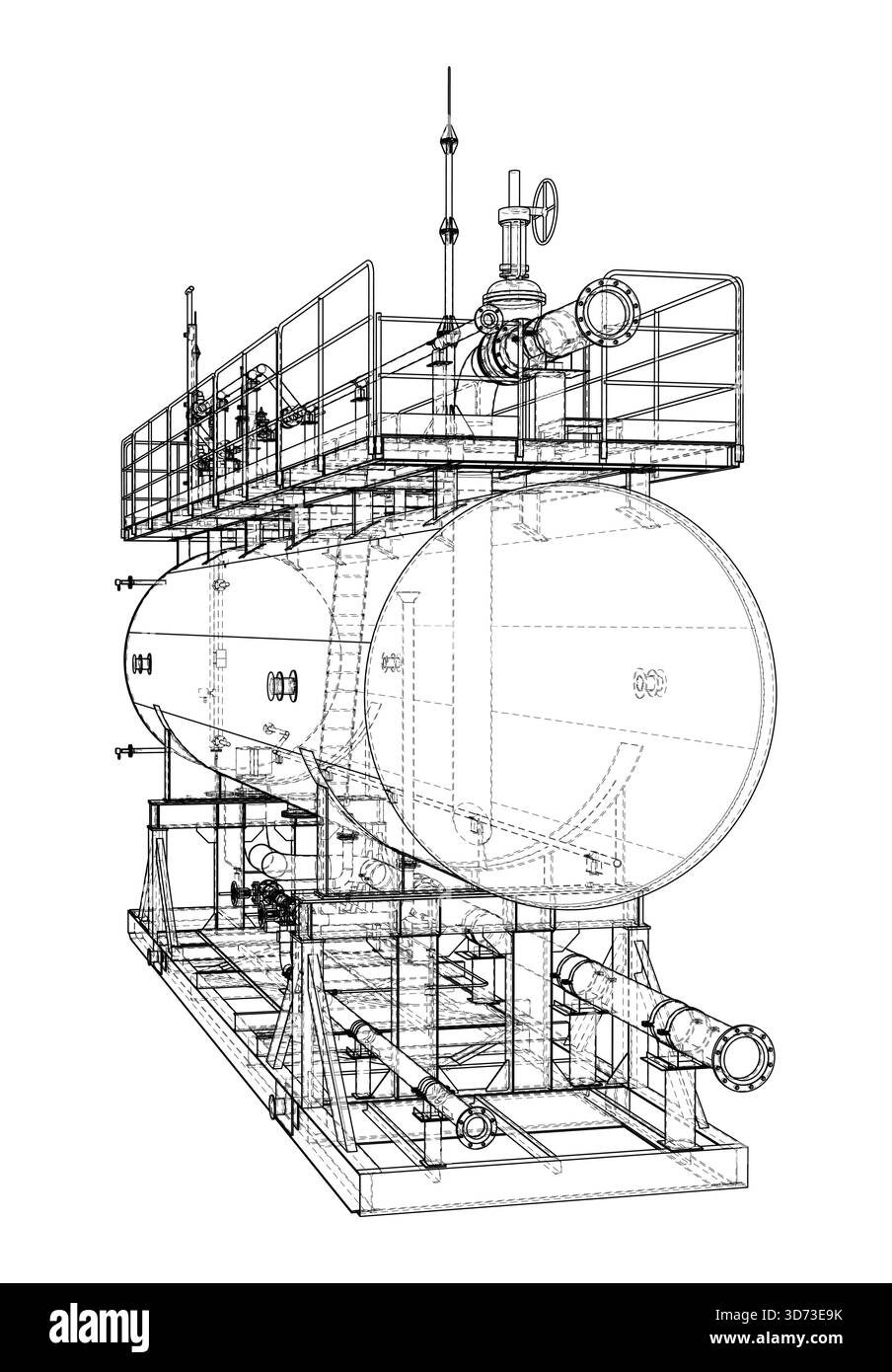 Progetto della struttura del serbatoio industriale. Vettore Illustrazione Vettoriale