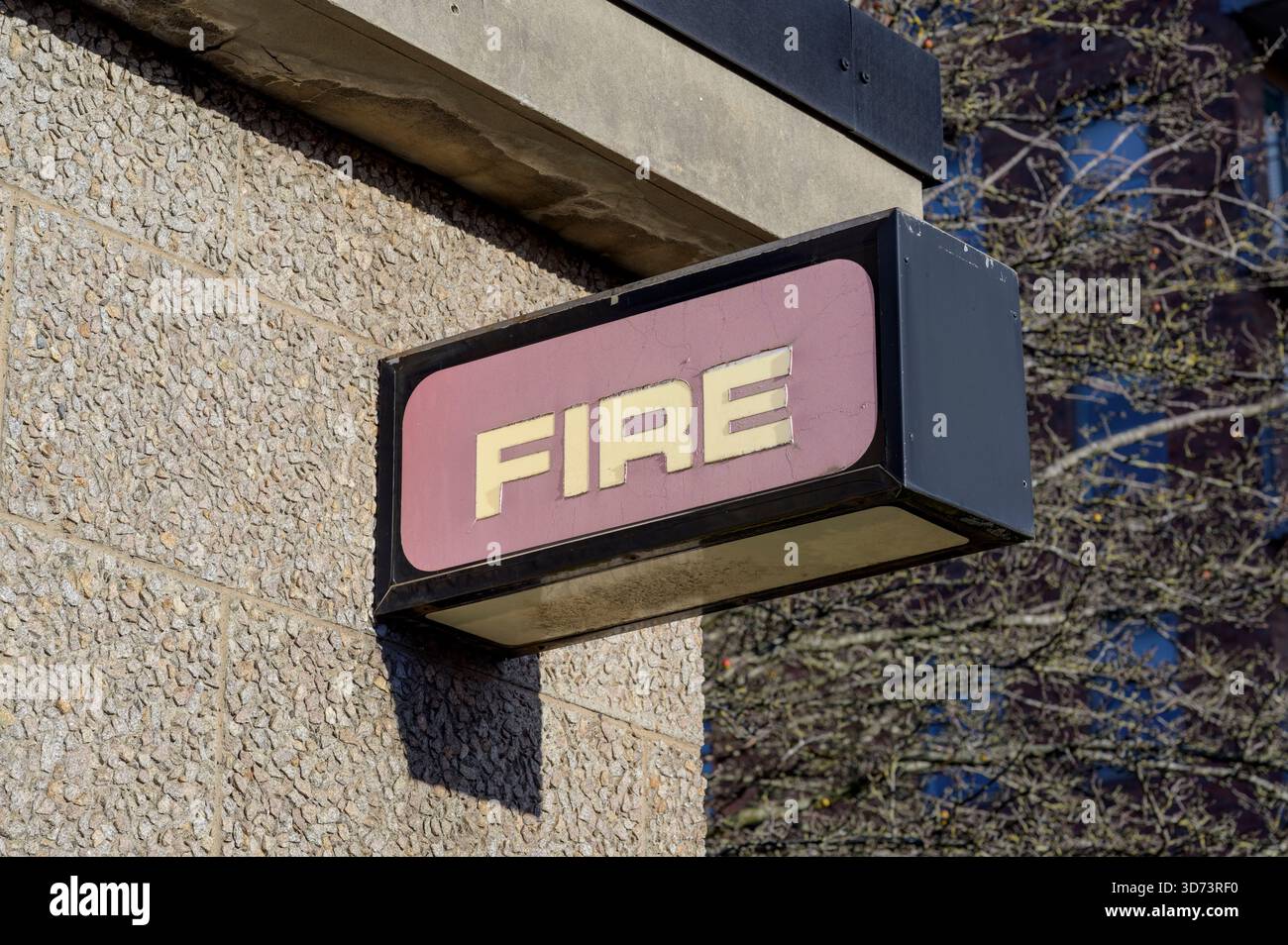 Un vecchio cartello della stazione dei vigili del fuoco, Regno Unito Foto Stock