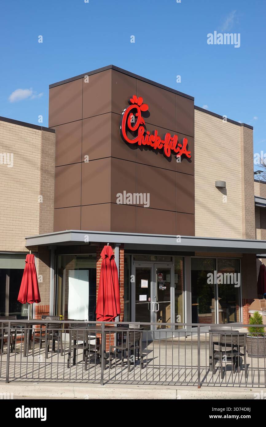 La catena di ristoranti USA Fast food Chick Fil A Chick-Fil-A è chiusa la domenica Foto Stock
