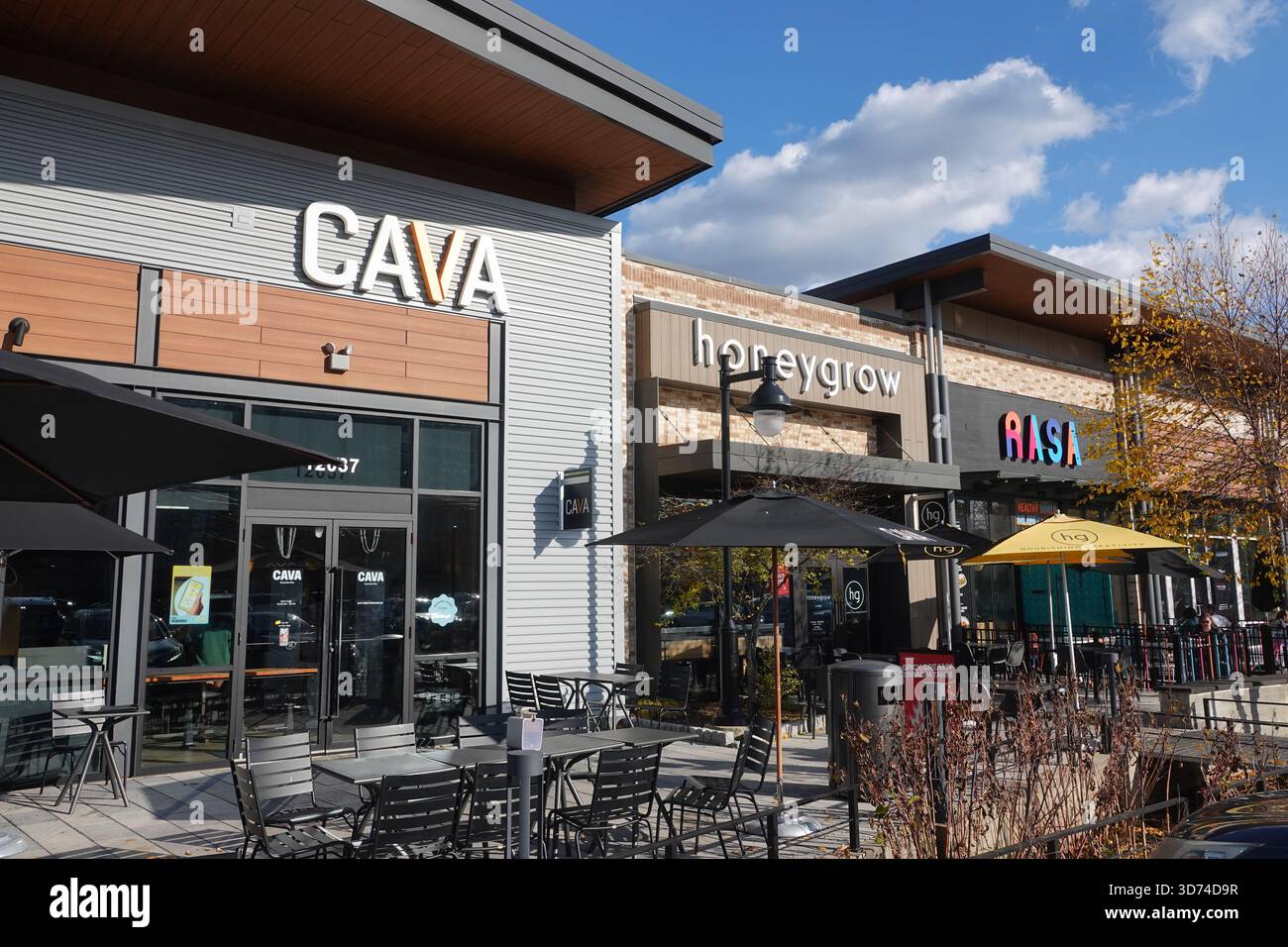 Ristoranti USA Maryland Rockville di seguito CAVA Honeygrow e RASA Fast casual Foto Stock