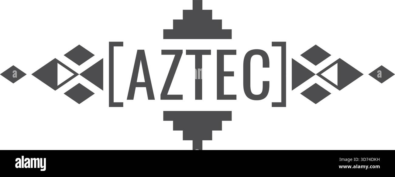 Un logo in bianco e nero per Aztec. Il logo è a forma di diamante con una croce Illustrazione Vettoriale