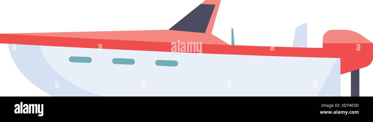 Una barca rossa con un motore bianco Illustrazione Vettoriale