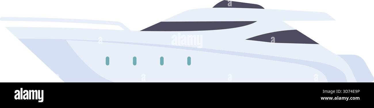 Una barca bianca con una striscia nera sul lato. La barca è grande e ha un design elegante Illustrazione Vettoriale