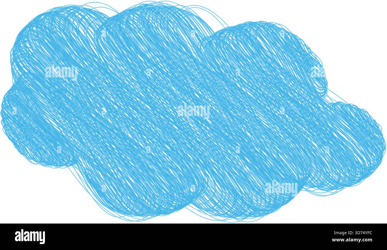 Icona dell'adesivo Sky Blue Cloud disegnato a mano Meteo Forecast pittogramma Design minimalista Doodle Flat. Immagine vettore isolata carte tematiche estrazione meteo o bambini banner promozionale, opuscoli, post multimediale Illustrazione Vettoriale