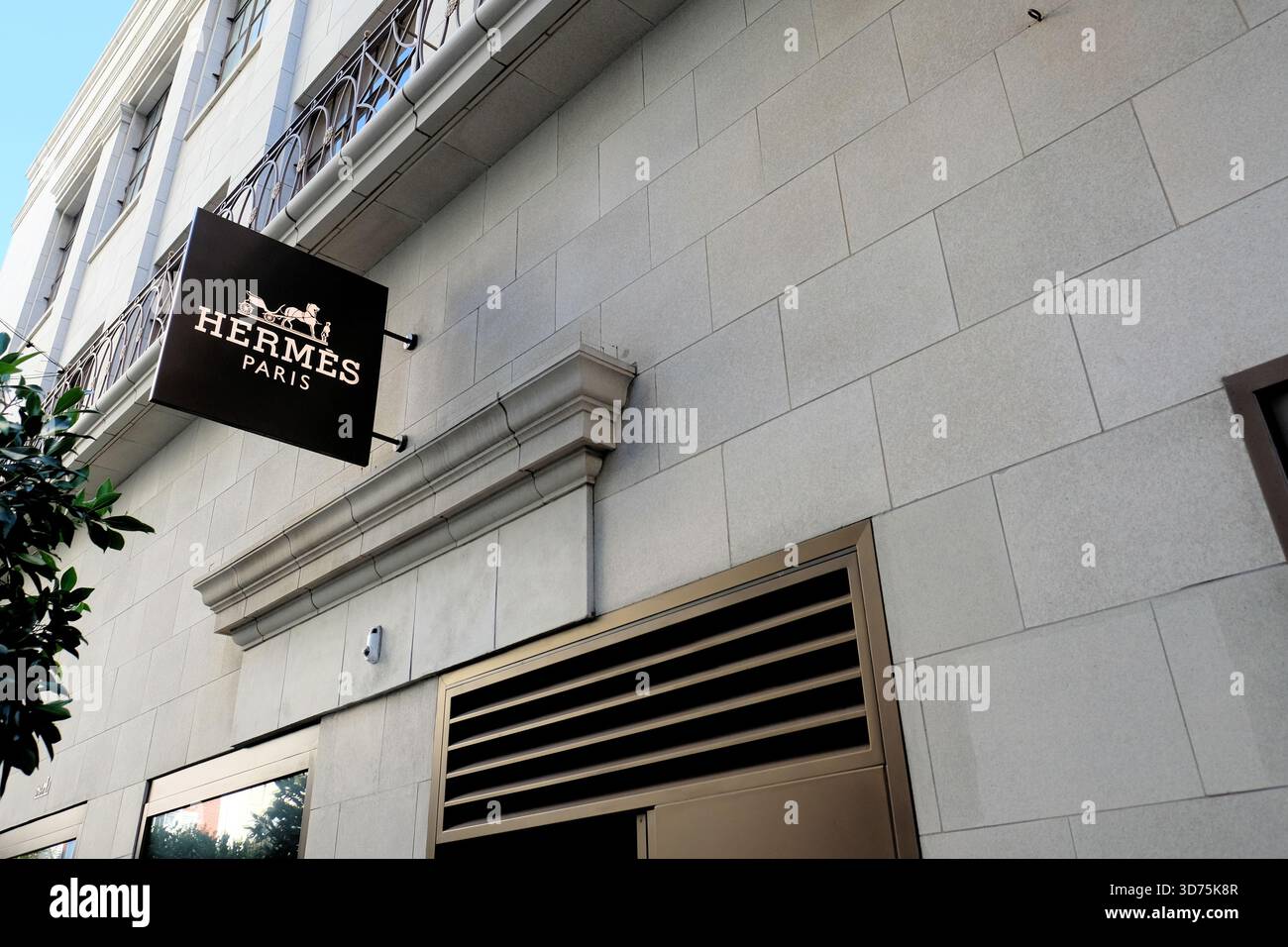 Negozio Hermes in Maiden Lane a Union Square a San Francisco, California; punto vendita locale della società francese di beni di lusso fondata nel 1837. Foto Stock