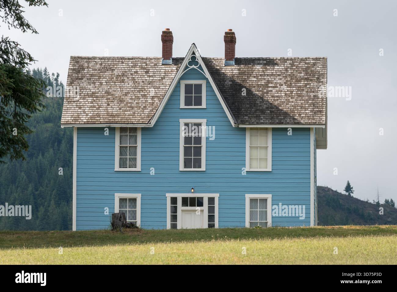 Storica casa parrocchiale presso l'Old Mission State Park di Cataldo, Idaho, Stati Uniti. Foto Stock
