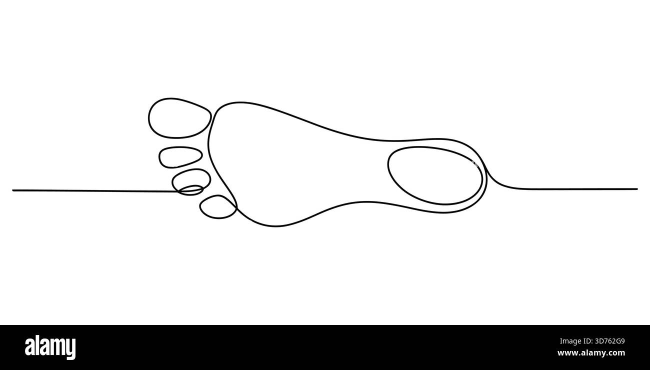 Un disegno continuo di un piede umano, design minimalista del corpo Illustrazione Vettoriale