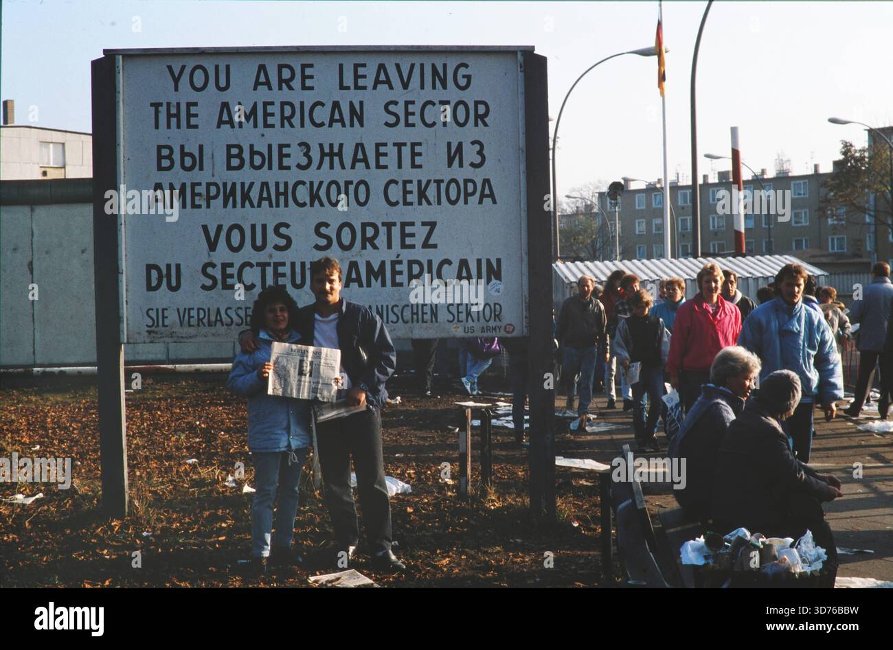 Berliner Mauer DEU, Berlino,1989 Berliner Grenzübergang *** Berlin Wall DEU, Berlino,1989 frontiera di Berlino Foto Stock