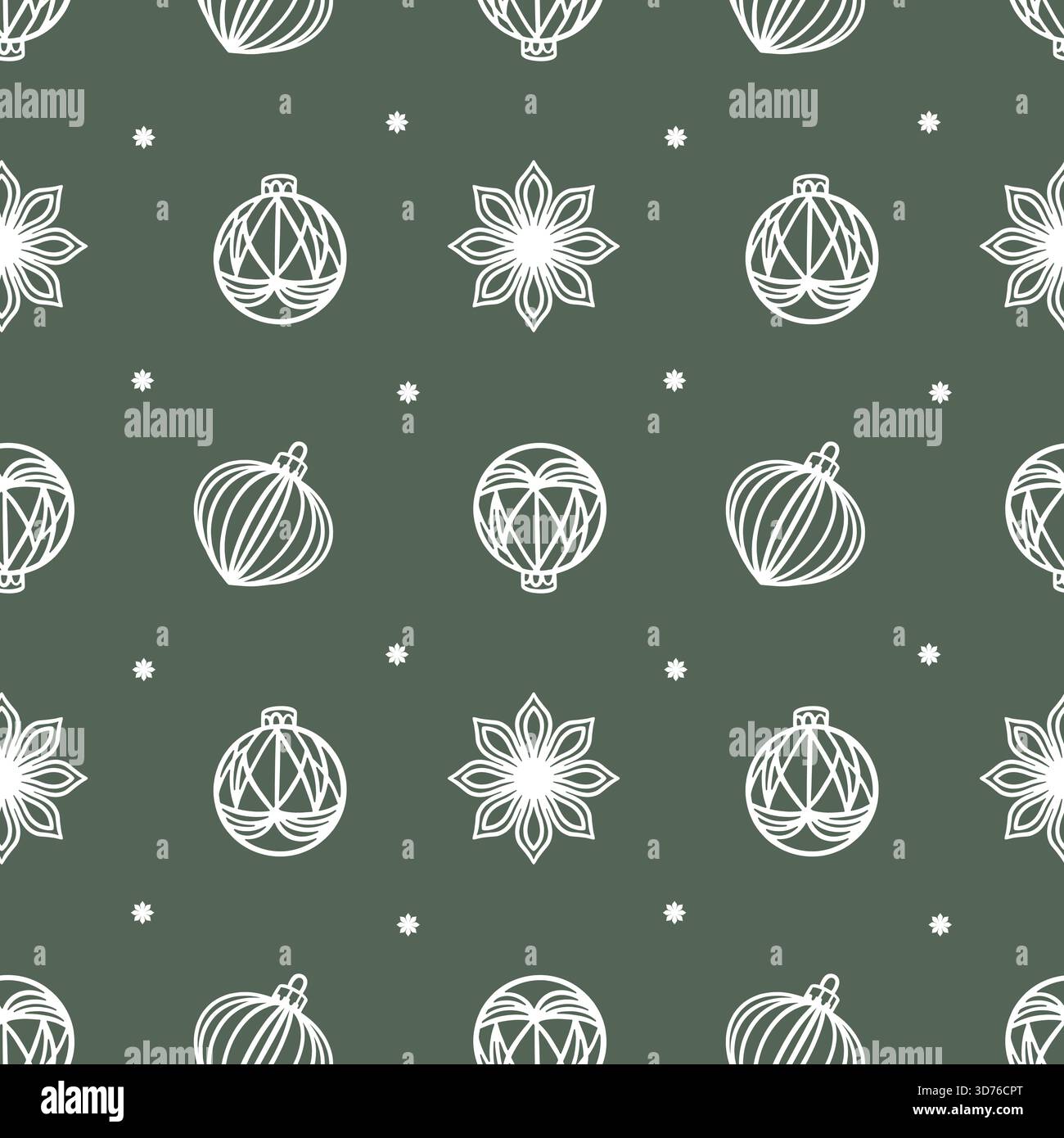 Motivo natalizio senza cuciture con baule e fiocchi di neve su sfondo scuro. Illustrazione grafica a linee pastello vettoriali disegnata a mano per l'imballaggio di Capodanno, t Illustrazione Vettoriale