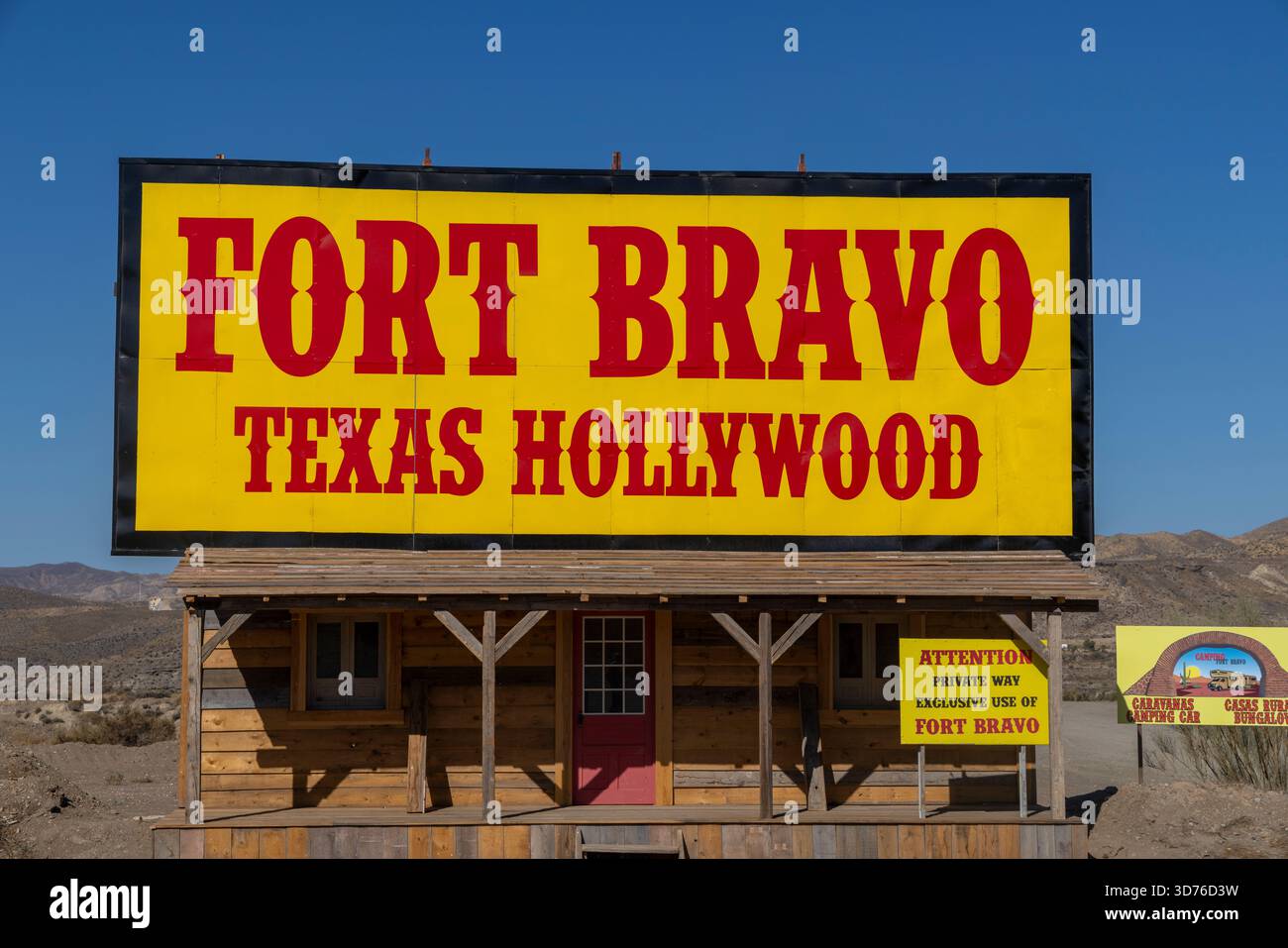 Fort Bravo, Texas, parco cinematografico a tema Hollywood nel deserto di Tabernas, Almeria, Spagna, Europa Foto Stock