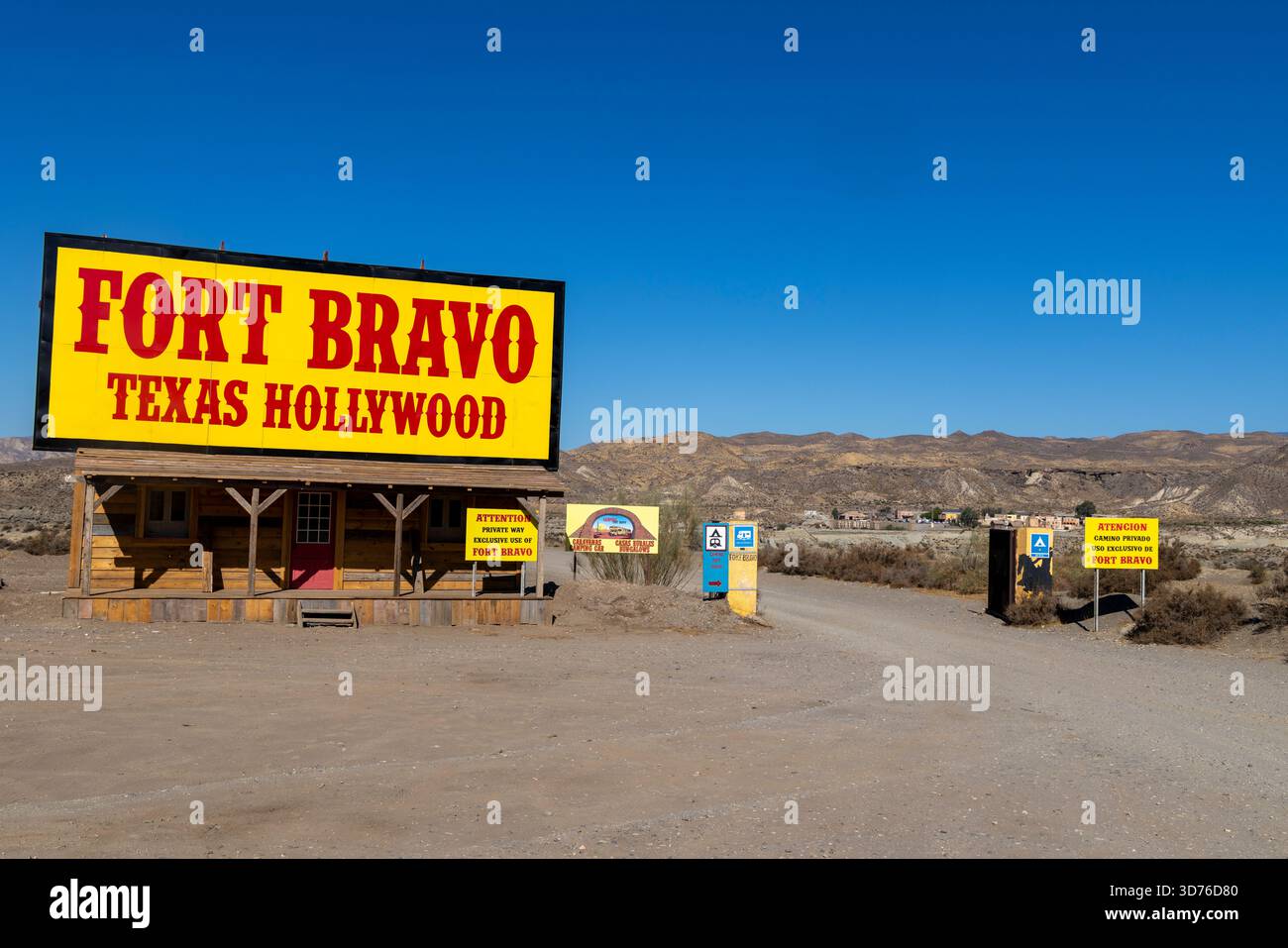 Fort Bravo, Texas, parco cinematografico a tema Hollywood nel deserto di Tabernas, Almeria, Spagna, Europa Foto Stock