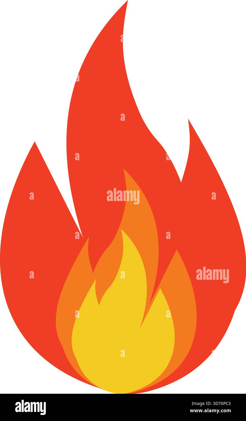 Vettore icona fiamma fuoco simbolo fiamma semplice isolato Illustrazione Vettoriale