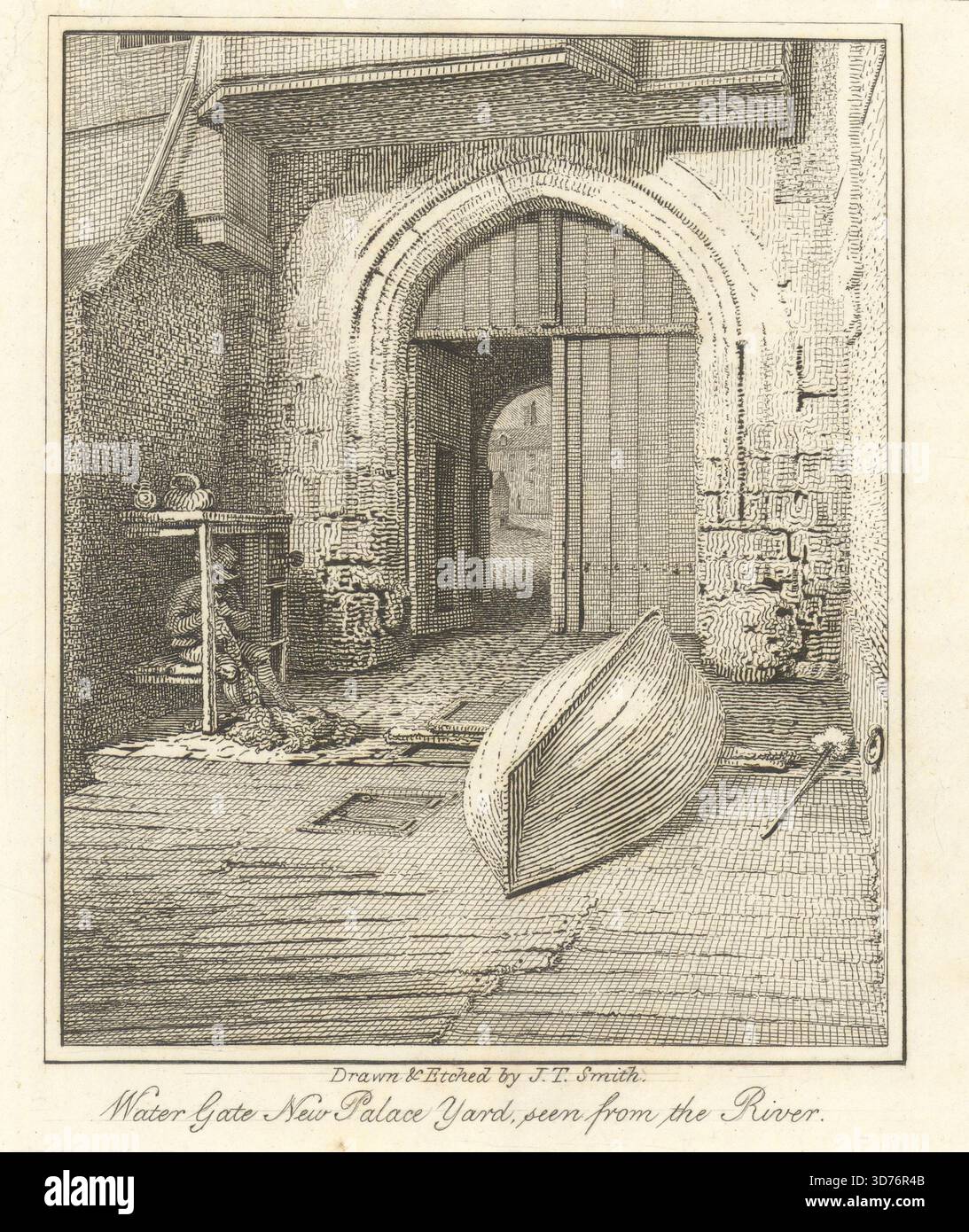 Water Gate, New Palace Yard from the River di J.T. Smith. Westminster, 1804 Foto Stock