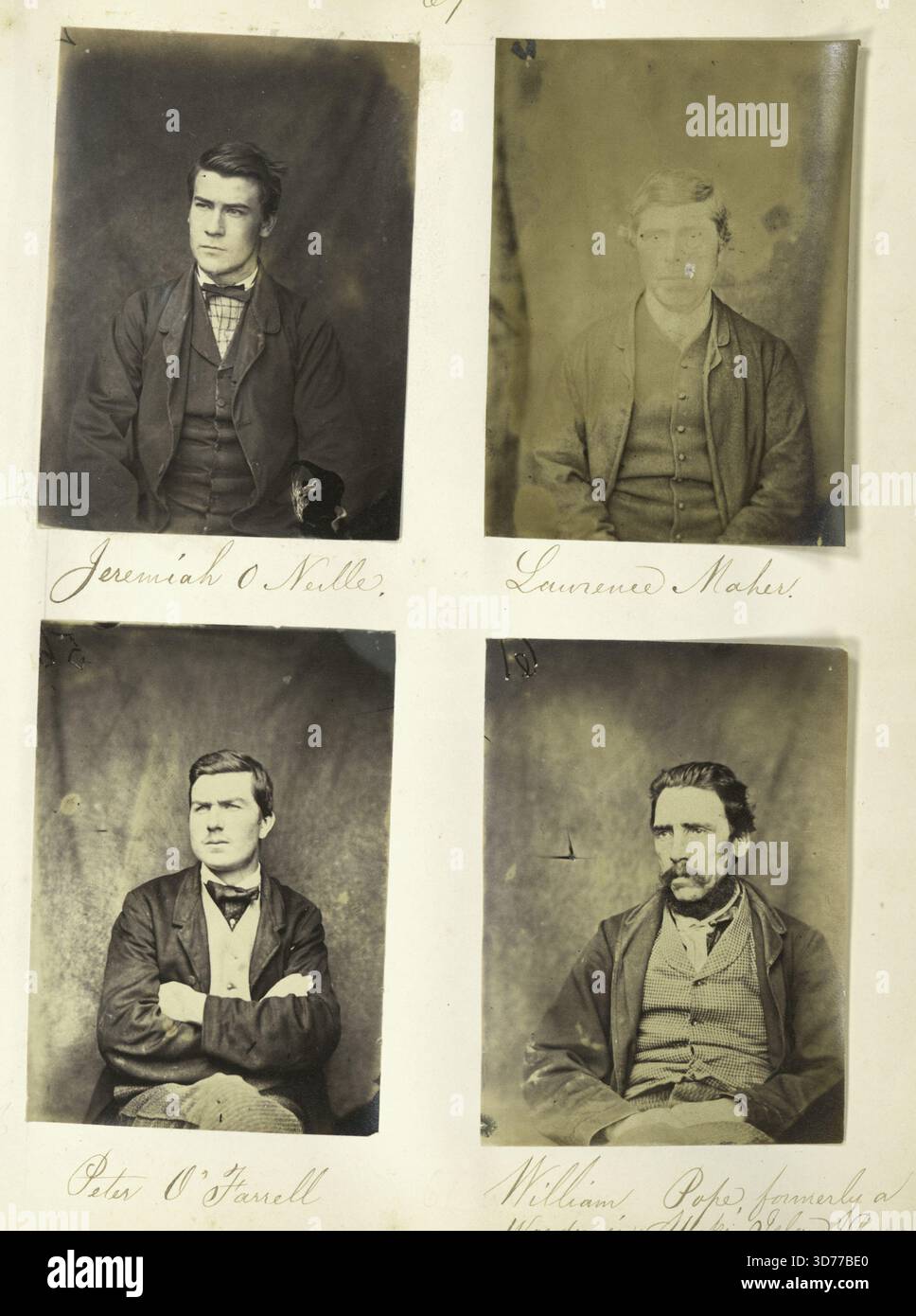 Jeremiah o'Neille, Lawrence Maher, Peter o'Farrell, e William Pope, che era precedentemente un guardiano nella prigione di Spike Island e in seguito un privato nell'esercito confederato., 1866. Prigionieri correlati, Irlanda, storia (1837-1901), carcere di Mountjoy, Fratellanza Fenian Foto Stock