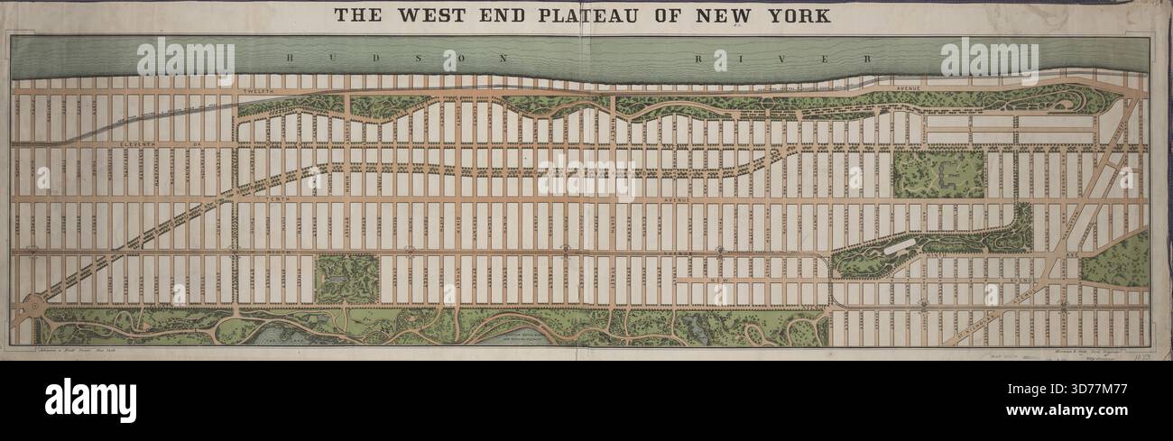 The West End plateau of New York / Herman K. Viele, ingegnere civile & City Surveyor., 1879., New York. Editore, Johnson & Pratt, Manhattan (New York, N.Y.)., 1 mappa col.; 33 x 122 cm, su foglio 40 x 130 cm Foto Stock