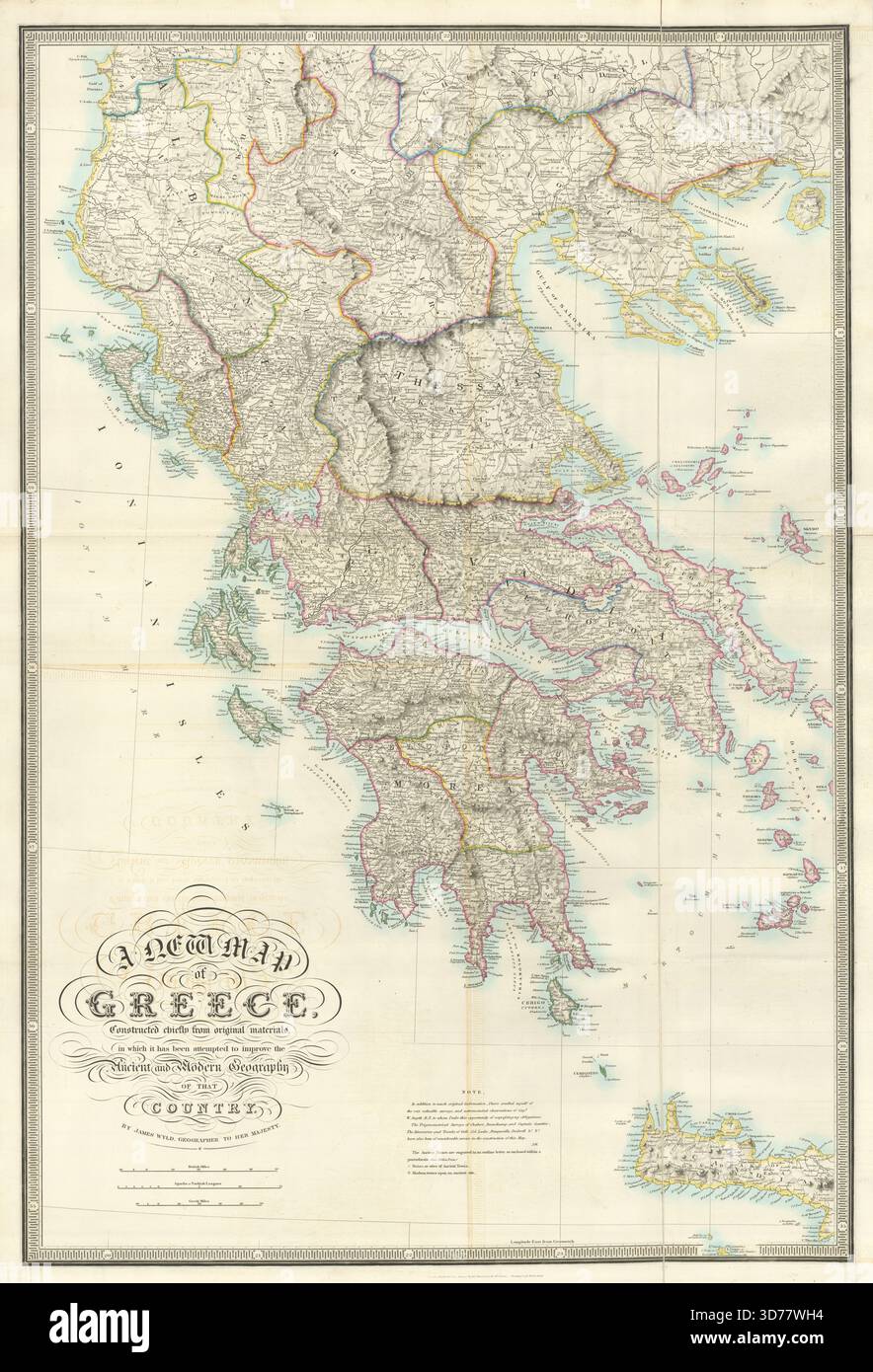 Una nuova mappa della Grecia, costruita principalmente con materiali originali… WYLD 1843 Foto Stock